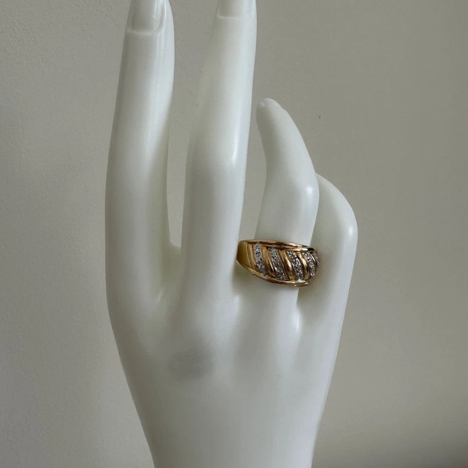 Anillo Ross Simons Plata de Ley 925 Vermeil Diamante Acento Damas Banda 9 Foto 2 de 4