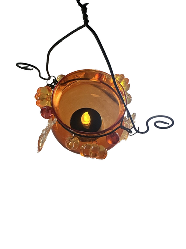 Calabaza de vidrio colgante con hojas de calabazas Lucite alambre Halloween otoño decoración del hogar - Imagen 9 de 13