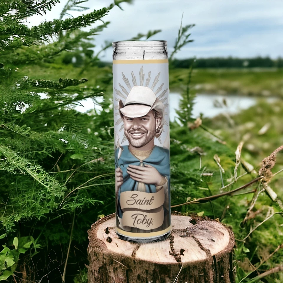 Молитвенная свеча Святого Тоби Кита, 8 дюймов белая без запаха, кантри-музыкант, певец  - Изображение 4 из 4