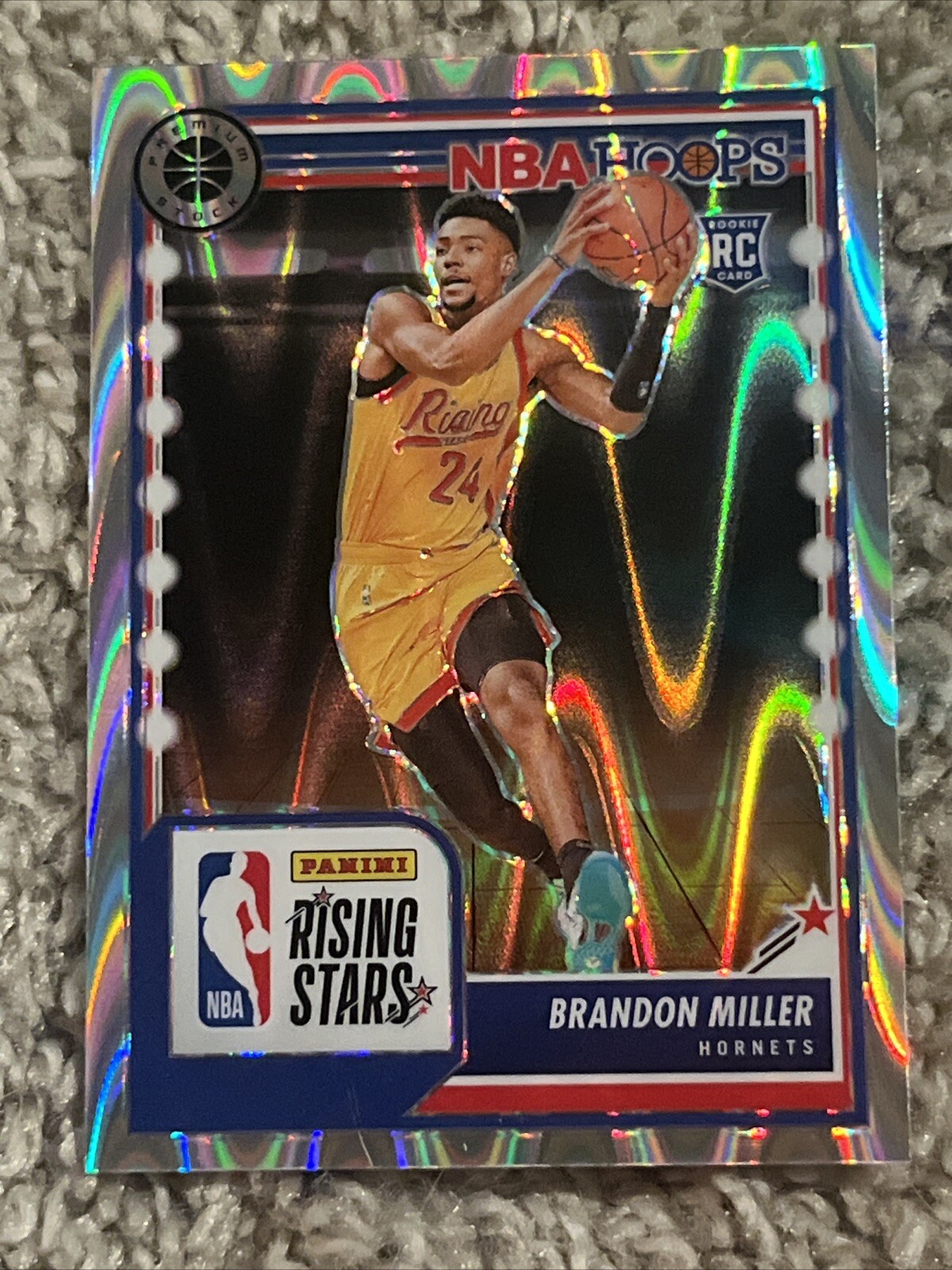 2023-24 NBA Hoops Premium Stock Rising Stars Seismic Prizm#298 Brandon Miller RC