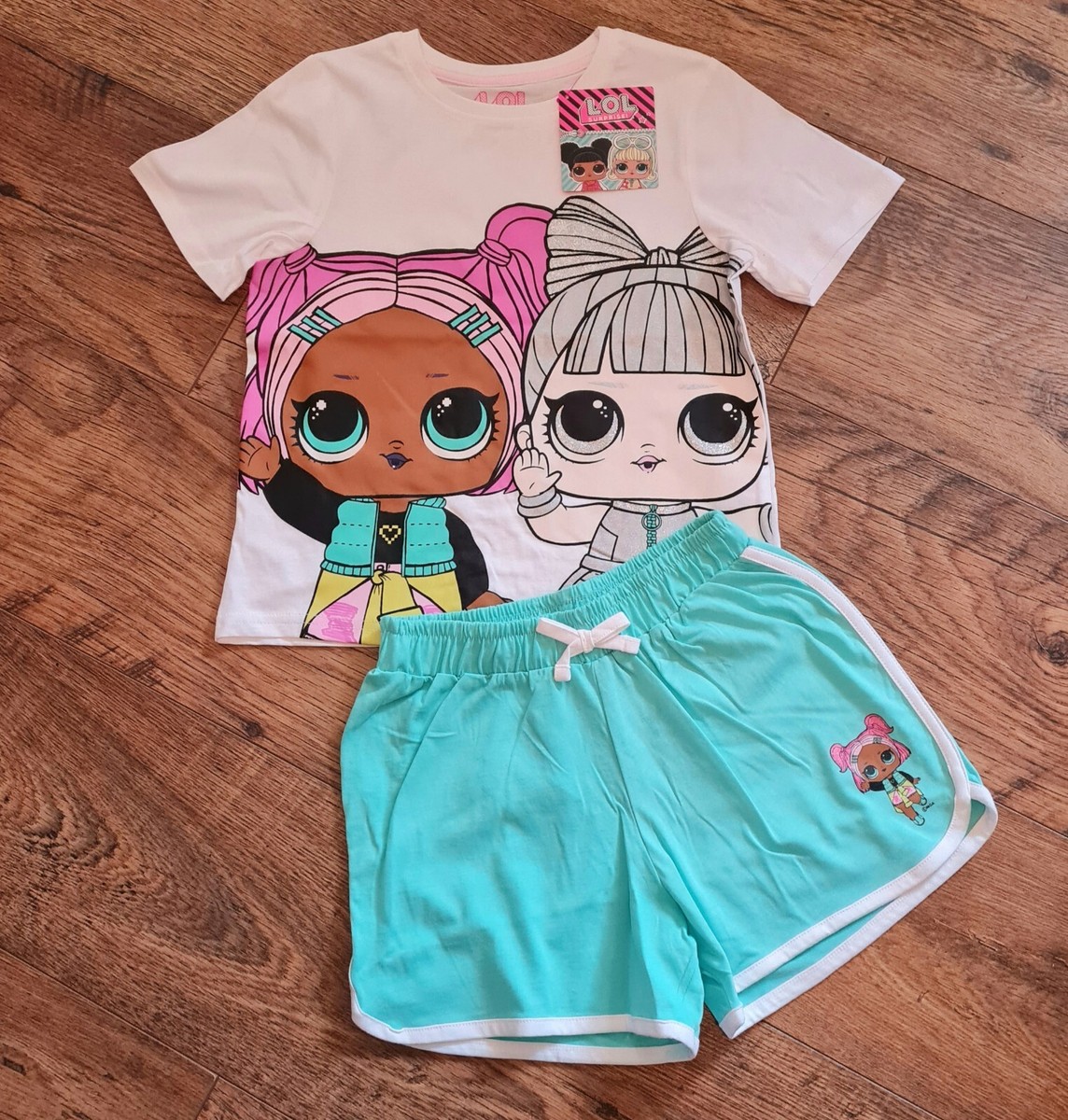 💖 BNWT LOL SURPRISE GIRLS GLITTER T-SHIRT TOP SHORTS SET AGE
