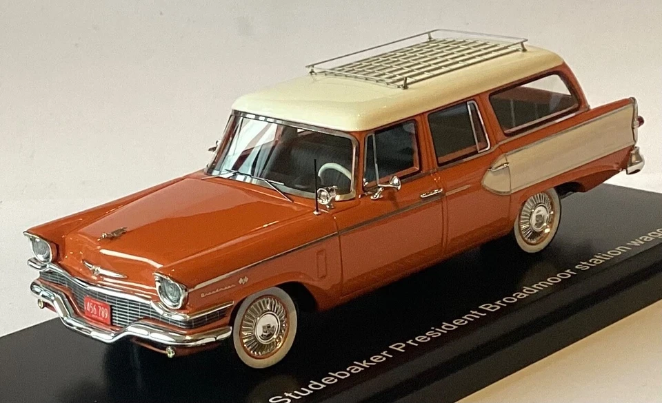 Esval Models 1957 Studebaker President Broadmoor Station Wagon. Orange/White. - Image 3 of 4