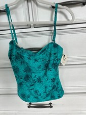 NWT Women's Shapemaker Blue Print Tankini Top; Size 36B, Made in USA