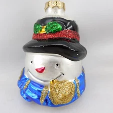 Snowman Blown Glass Ornament Thomas Pacconi Museum Series Glitter 3" H (O-11)