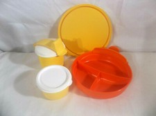 Tupperware Munchkids Orange Divided Dish, Yellow 7 oz Tumbler and 4 oz Snack Cup