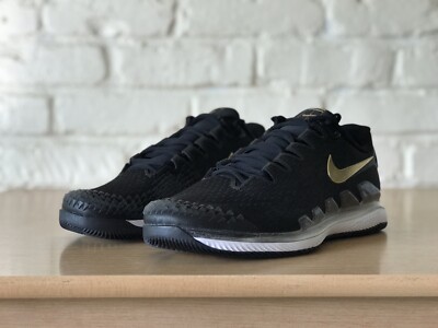 Nike Air Zoom Vapor X Knit Black Metallic Gold White Tennis Shoes
