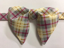 NEW Handmade Mens Bow-tie-Vintage-style-70s-Grey-Plaid-Bowtie-Pre-tied-Adjustabl