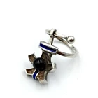 Vintage Sterling Silver 925 Onyx Blue Enamel Abstract Ring Adjustable