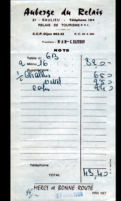SAULIEU (21) RESTAURANT ''AUBERGE DU RELAIS / G. RAFFRON Eigentümer'' 1969