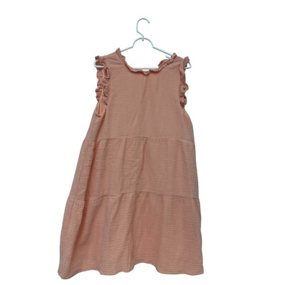 Girl Summer Sundress Flutter Sleeved And Neck Midi Peach Pink Back Zip Closure