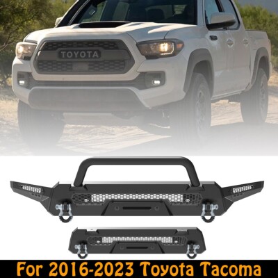 Front Bumper w/Side Wings + 2*D-Ring Shackles For Toyota Tacoma 2016-2023 USA