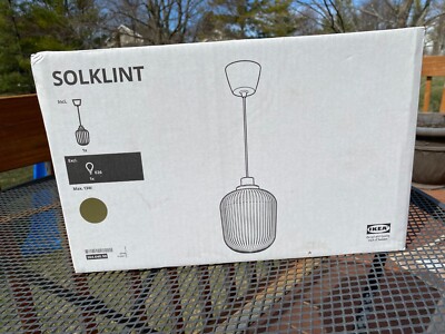 Ikea SOLKLINT Ceiling Pendant Lamp Brass/Gray Clear Glass