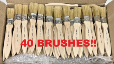 (40) 1'' Chip Paint Artist Brushes Stain Glue Adhesives Touchups 1 Inch horsehair