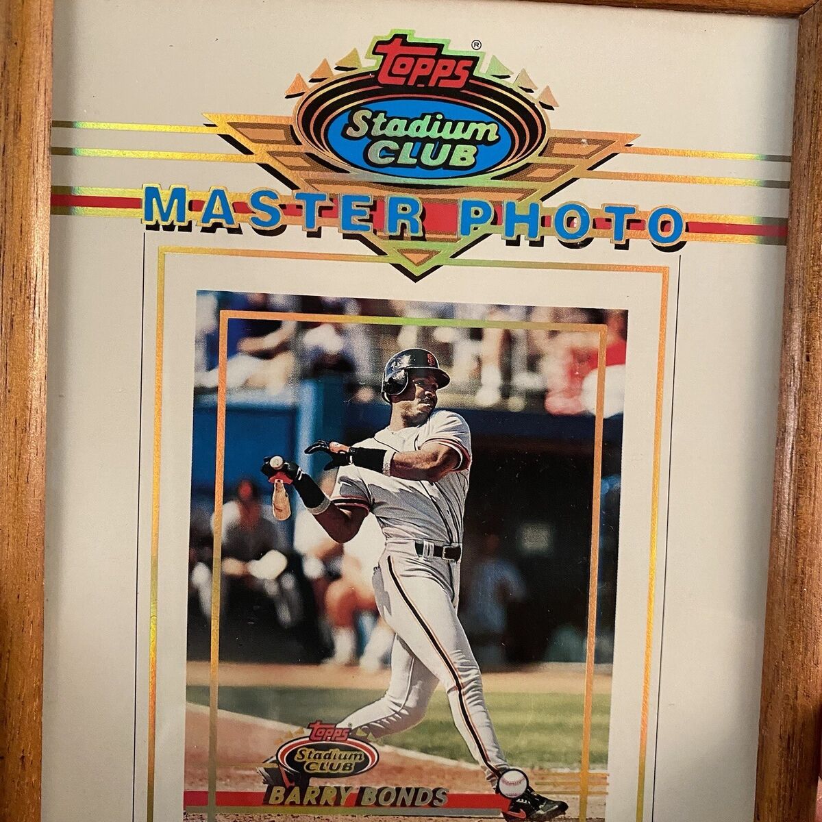 Topps Stadium Club Master Photo Barry Bonds Wood Framed 5.75 Topps Stadium Club Master Photo Barry Bonds Wood Framed 5.75