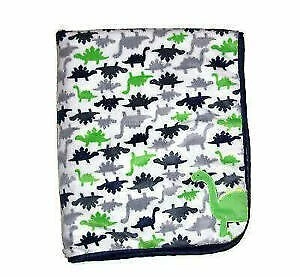 NWT Carters Child Of Mine Navy Blue Green Grey White Dinosaur Dino Baby Blanket