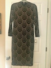 Nine West Embellished Mock Neck Midi Dress GORGEOUS for wedding or night out 