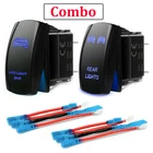 2pcs Blue Rocker Switch Rear Light + LED Light Bar Toggle 5 Pin for Car ATV UTV