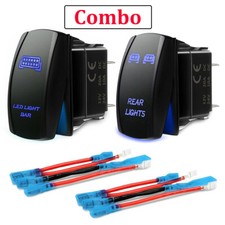 2pcs Blue Rocker Switch Rear Light Led Light Bar Toggle 5 Pin For Car Atv Utv 2pcs Blue Rocker Switch Rear Light Led Light Bar Toggle 5 Pin For Car Atv Utv