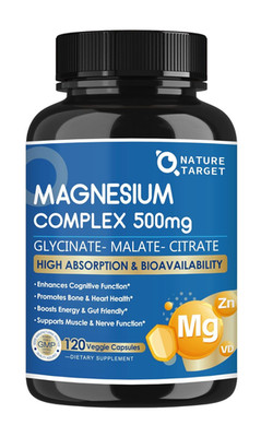 Magnesium Complex 500mg, Magnesium Glycinate, Malate & Citrate - High Absorption