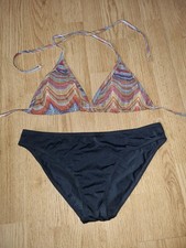 Gorgeous Multi-coloured black TU bikini top bottom set Size 12 14