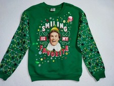 Buddy Elf Juniors MED 7-9 Light Up Christmas Sweatshirt Smiling is My Favorite