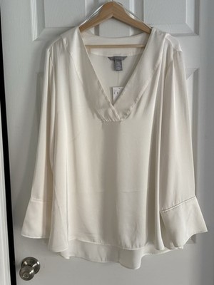 H&M NWT Elegant Cream V-Neck Blouse size M