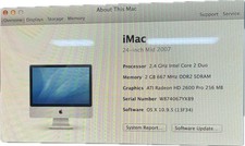 Apple iMac 24" Mid 2007 Core 2 Duo 4GB 240GB SSD Radeon HD 2600 Pro macOS