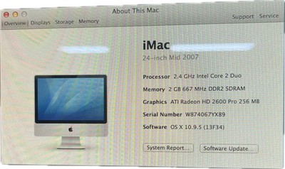 Apple iMac 24'' Mid 2007 Core 2 Duo 4GB 240GB SSD Radeon HD 2600 Pro macOS