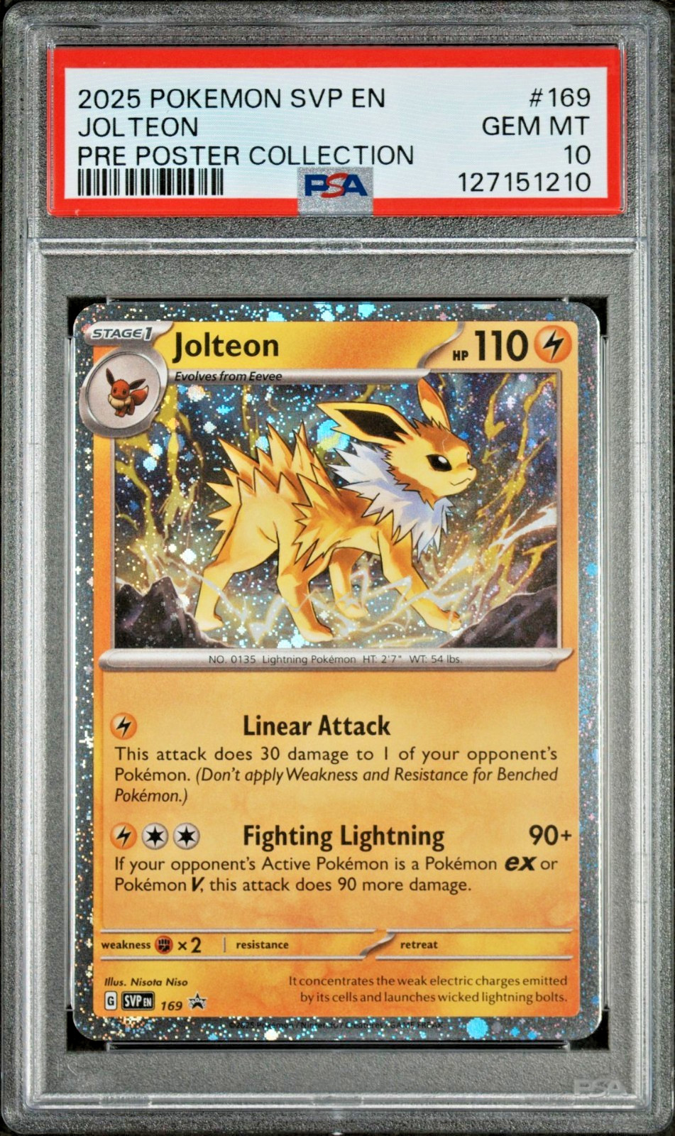Pokemon Jolteon - 169 (Cosmos Holo) Sv Promo: Poster Collection PSA 10