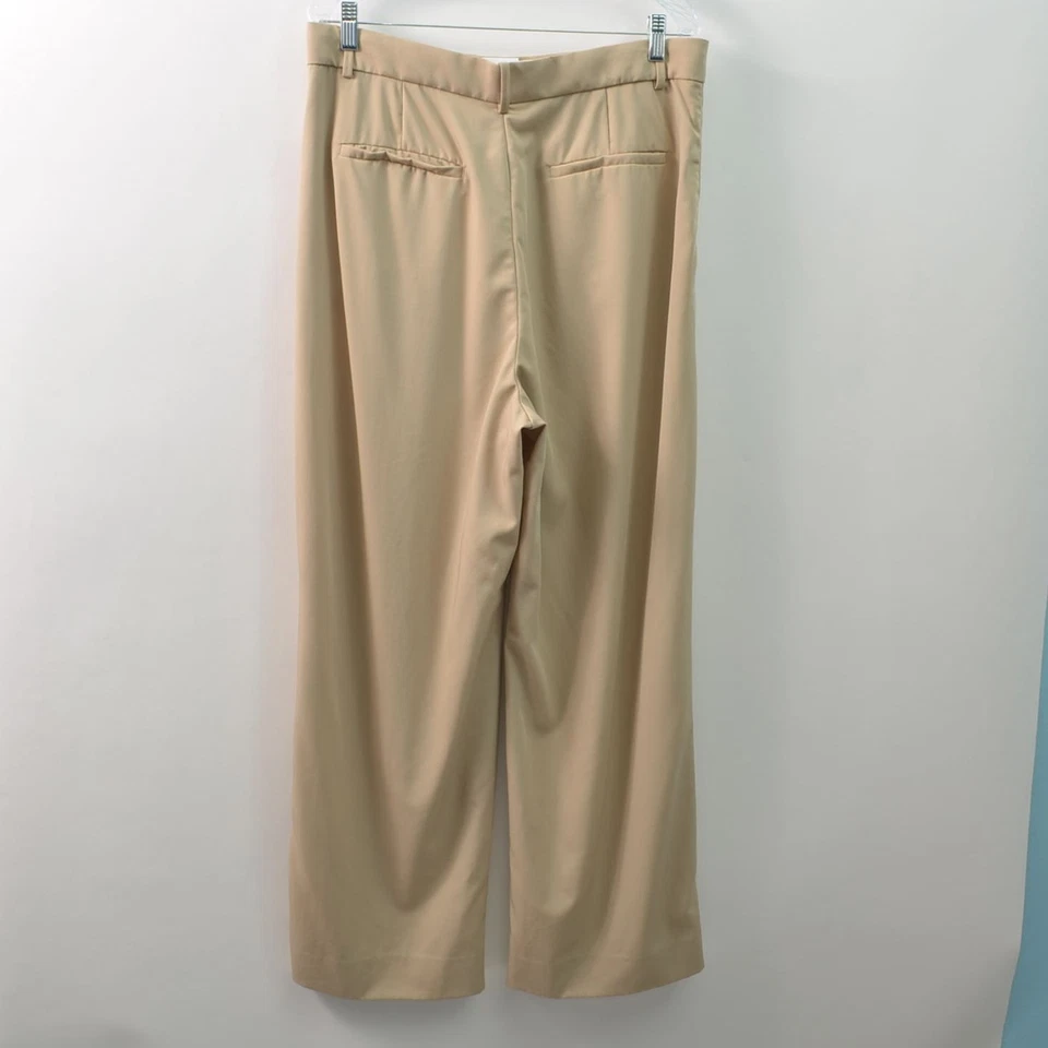 Pantalones de lana Banana Republic Vasto pierna ancha para mujer 14 color tostado tela italiana plisada Foto 2 de 4