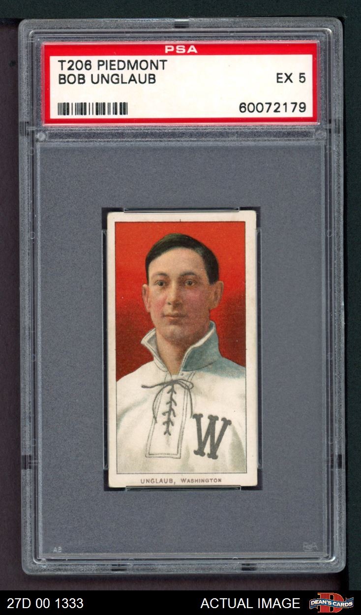 1909 T206 Bob Unglaub Senators PSA 5 - EX