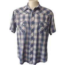 Wrangler Wrancher Shirt Mens XL Western Aztec Pearl Snap Short Sleeve Cowboy Top