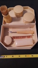 1920s antique Art Deco Vanity Manicure Set in Box 12pc celluloid bakelite
