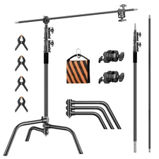 Heavy Duty C Stand 6.9ft/210cm with Holding Arm Sandbag Grip Head Stainless S...