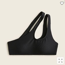NWT J.Crew Size Small Ribbed Double-strap Bikini Top Black One Shoulder