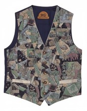 Julius Lang Herren Weste IT 52 Large Bunt Patchwork Viskose BA15