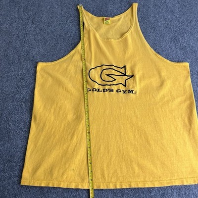Vintage Gold's Gym Men's Size XL Yellow Stringer Tank Top Muscle