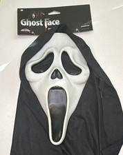 Fun World Ghost Face Scream Hooded Full Mask One Size Black/White Halloween NEW