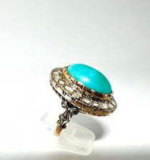 Viktorianischer 14K Goldring Türkis Cabochon...