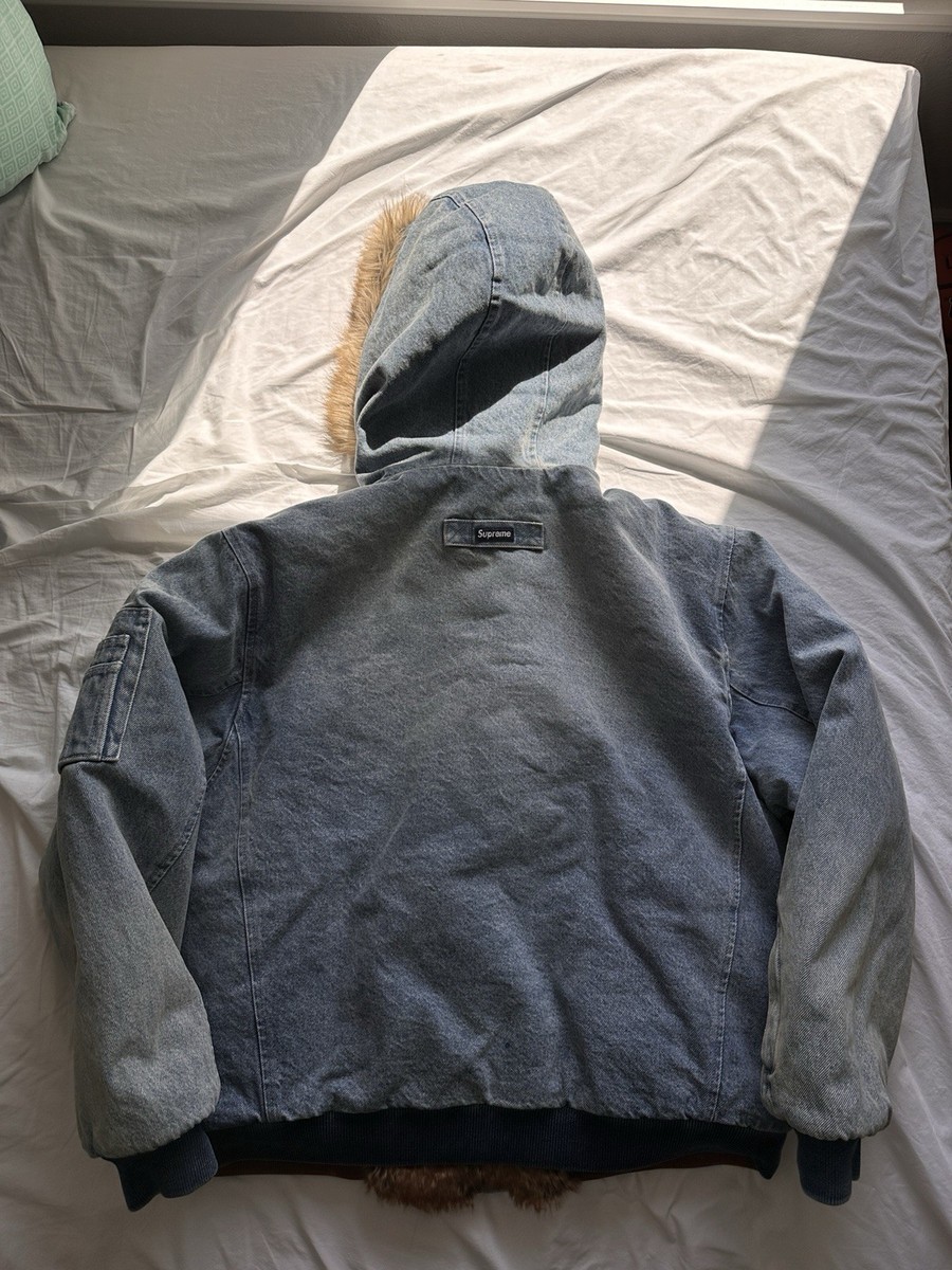 Supreme SS26 Reversible Faux Fur Hooded Work Jacket Denim Medium