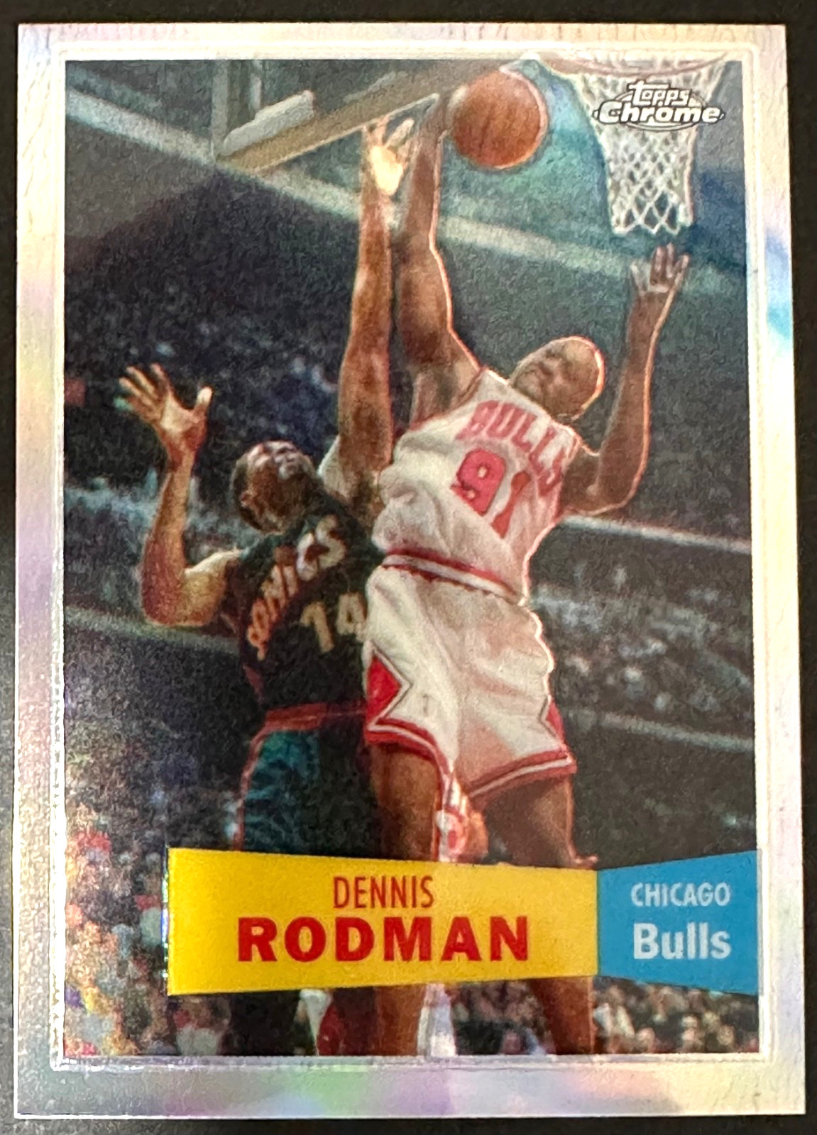 2007-08 Topps Chrome #93 Dennis Rodman 1957 58 Variations Refractor /999  Bulls