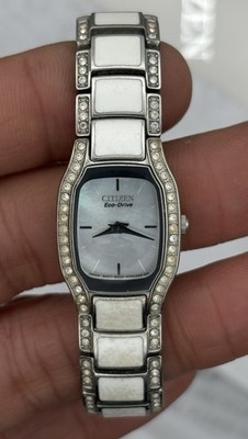 CITIZEN Solar B023-S064066 Eco-Drive Stone Bezel Silver Wristwatch #8.37