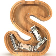 12" Extra Large Wooden Letter Piggy Banks - Piggy Banks for Boys Girls Kids, ...