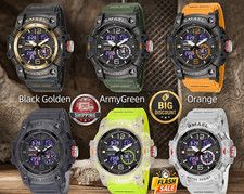 Mens G-Shock Style Watch Military Sports LED Waterproof 50M - ORANGE