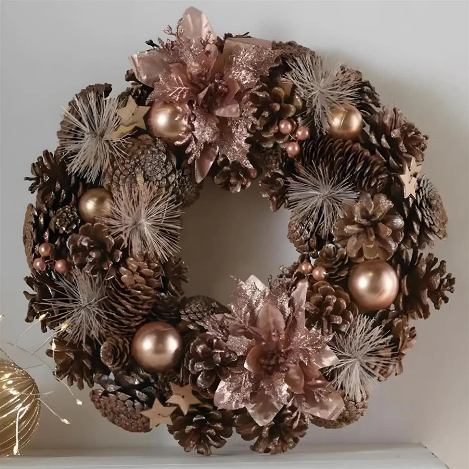 Weihnachts Deko Kranz "Rosé" Ø 33 cm Weihnachtsdeko, Weihnachten Tür Tisch - Bild 1 von 4