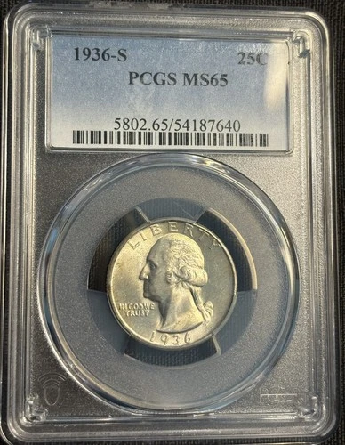 1936-S Washington Quarter 25C PCGS MS65