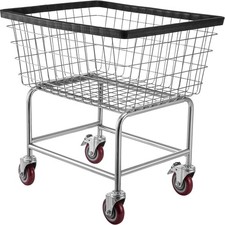 Uimoso Wire Laundry Cart Wire Laundry Basket 2.5 Bushel Heavy Duty w/ 4'' Wheels