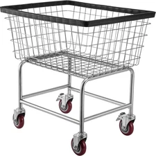 Uimoso Wire Laundry Cart Wire Laundry Basket 2.5 Bushel Heavy Duty w/ 4'' Wheels