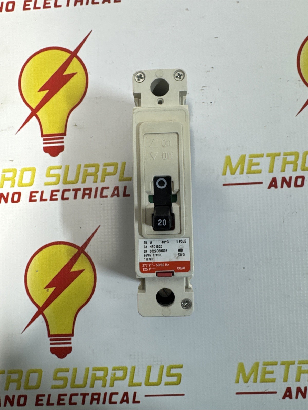 New Eaton HFD1020 Bolt-On Circuit Breaker 20A 277V 1P 65K