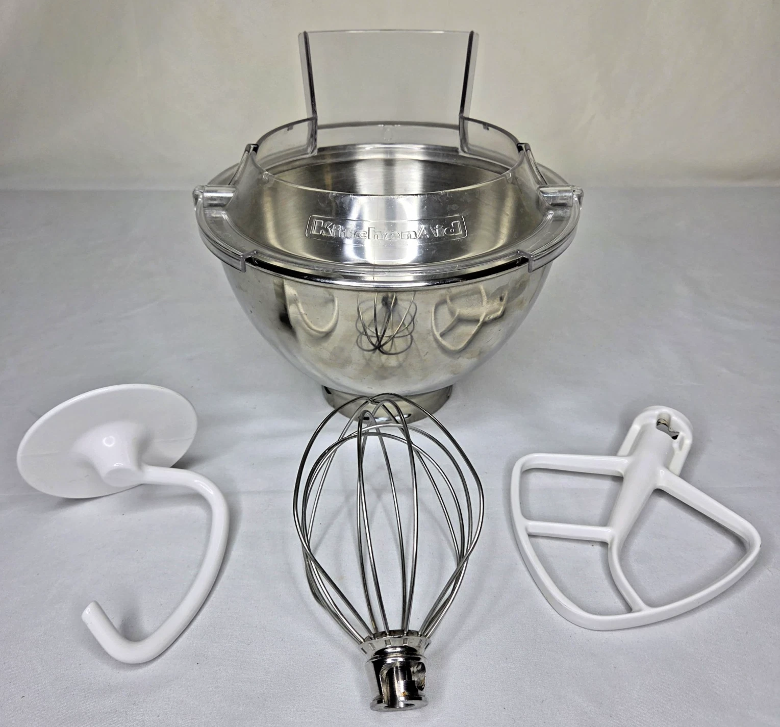 Kitchen Aid K30 Mixing Bowl & Attachments Lot Pour Shield Whip Dough Hook Beater